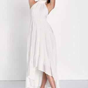 Lulus Breezy Radiance White Tiered Halter High-low Maxi Dress - Size XL